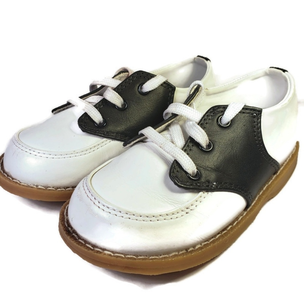 Trimfoot Oxford Black White Saddle Toddler Shoes